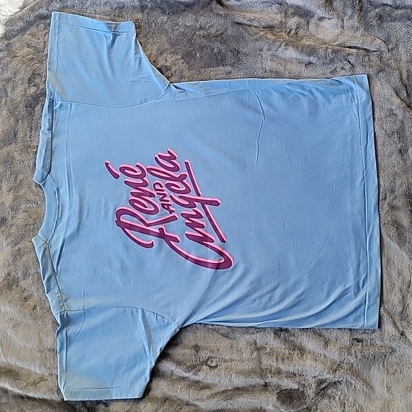 American Vintage Screen Stars Rene & Angela pastel blue band tee shirt | MENS L - Picture 7 of 9